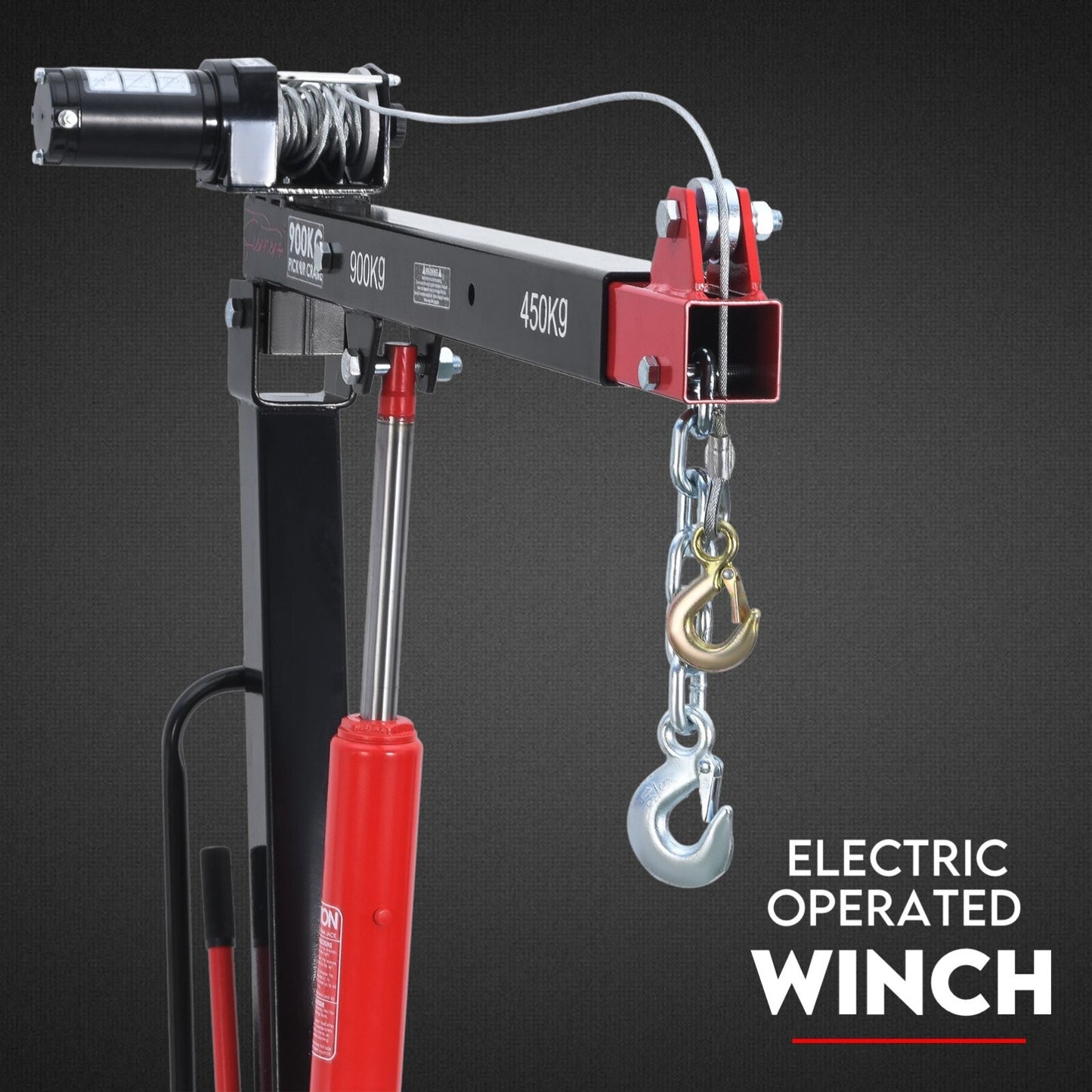 900kg Swivel Hydraulic Crane Hoist 12V Electric Jack Trailer UTE Pick up Lift - Image 3