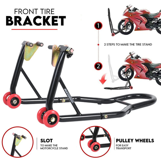 Front and Rear Motorcycle Stand Motorbike Lift Heavy Duty Paddock Carrier Bike Hoist - Image 3