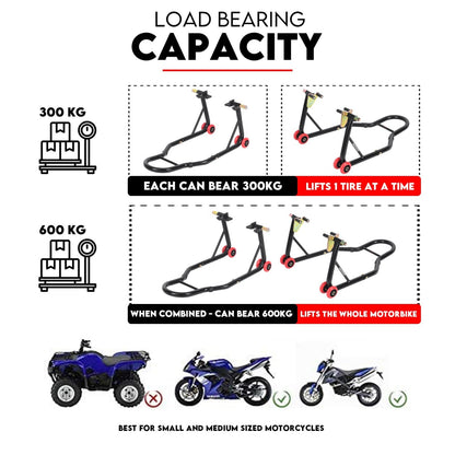 Front and Rear Motorcycle Stand Motorbike Lift Heavy Duty Paddock Carrier Bike Hoist - Image 6