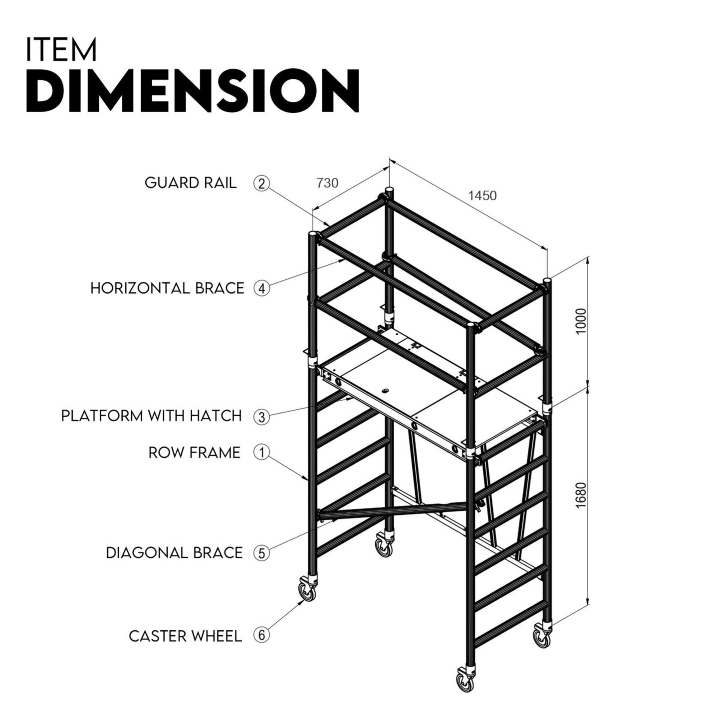 3M Mobile Scaffold Aluminium 225KG Capacity Portable Safety Platform - Image 7
