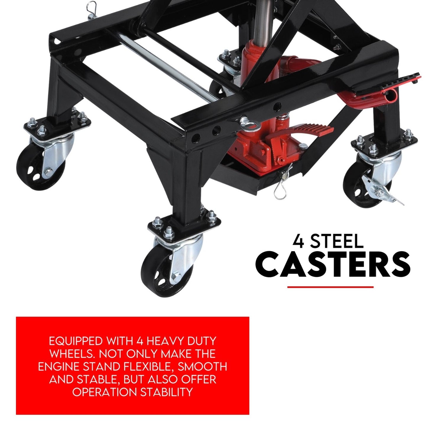 Motorcycle Scissor Lift Stand w/ castors 136KG Motorbike Working Bench Jack - Image 3