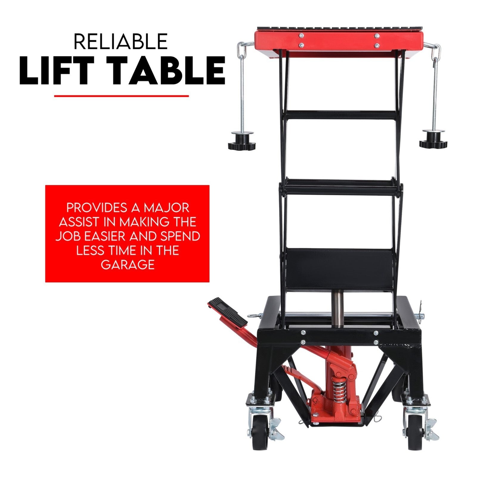 Motorcycle Scissor Lift Stand w/ castors 136KG Motorbike Working Bench Jack - Image 5
