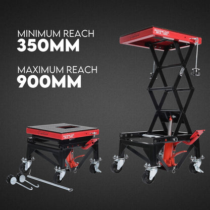Motorcycle Scissor Lift Stand w/ castors 136KG Motorbike Working Bench Jack - Image 6