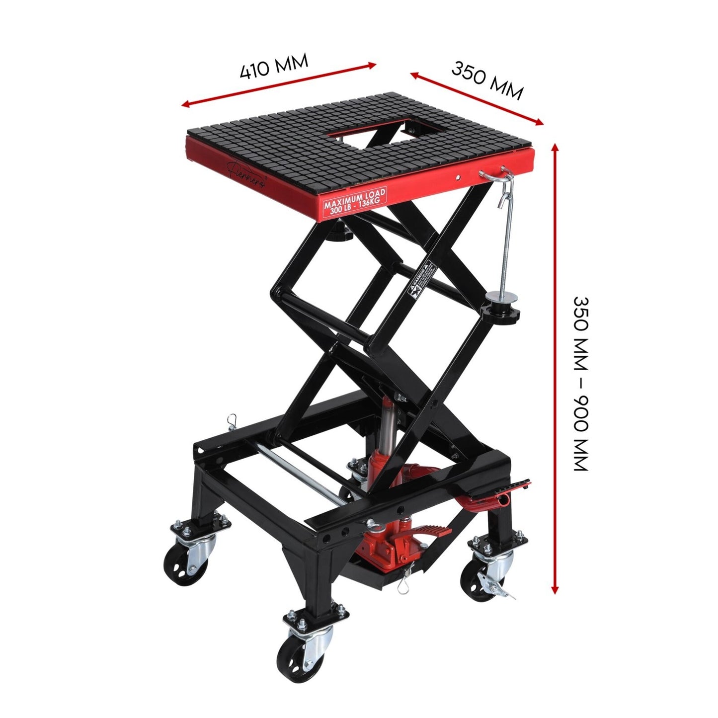 Motorcycle Scissor Lift Stand w/ castors 136KG Motorbike Working Bench Jack - Image 8