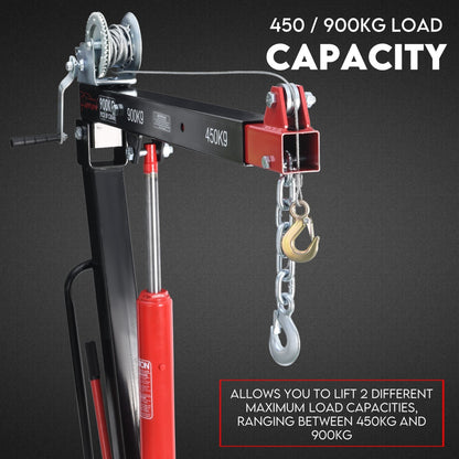 900kg Swivel Hydraulic Crane Hoist Jack UTE Trailer Truck Winch Pick up Lift - Image 2