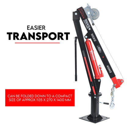 900kg Swivel Hydraulic Crane Hoist Jack UTE Trailer Truck Winch Pick up Lift - Image 3