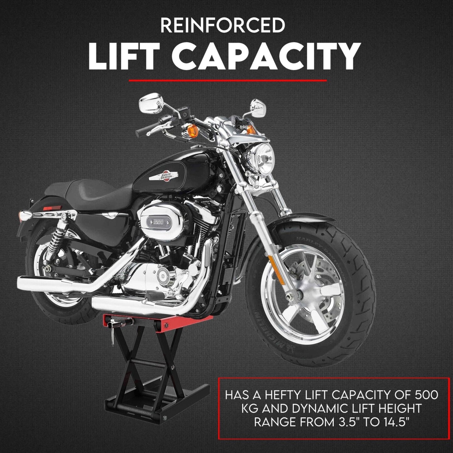 500kg Motorcycle Lift Scissor Jack Work Stand Motorbike Heavy Duty Bike - Image 2