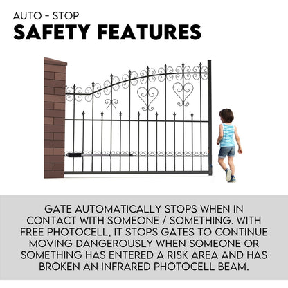 40W Full Solar Powered Automatic Remote Single Swing Gate Opener Battery - Image 2