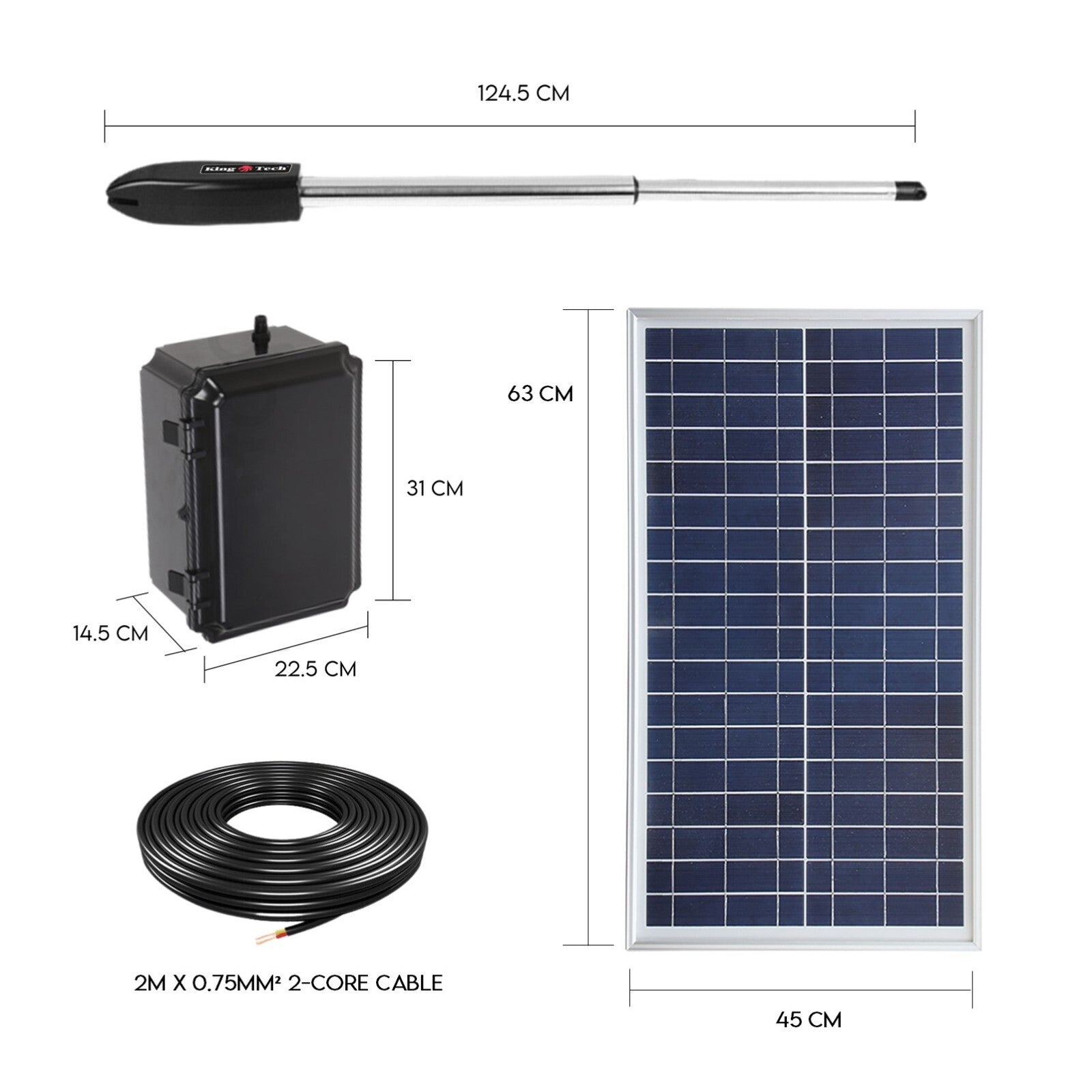 40W Full Solar Powered Automatic Remote Single Swing Gate Opener Battery - Image 4