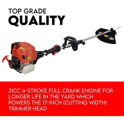 Whipper Snipper Straight Shaft Line Trimmer 31CC Pole Brush Cutter 4 STROKE - Image 2