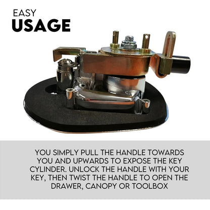 Black Whale Tail T Handle Lock Latch/Compression Lock Trailer Ute Toolbox - Image 3
