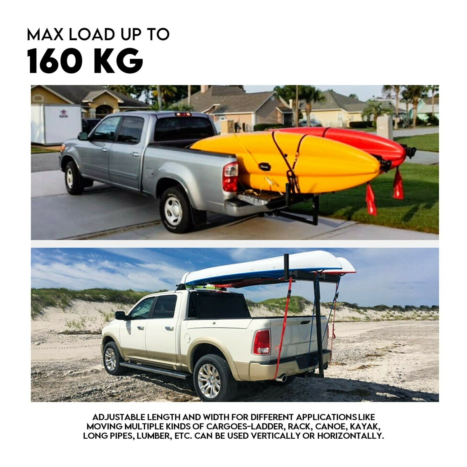 Tow Ladder 2" Tow Bar Hitch Mount Ladder Roof Rack Bar Extension Timber Kayak - Image 6