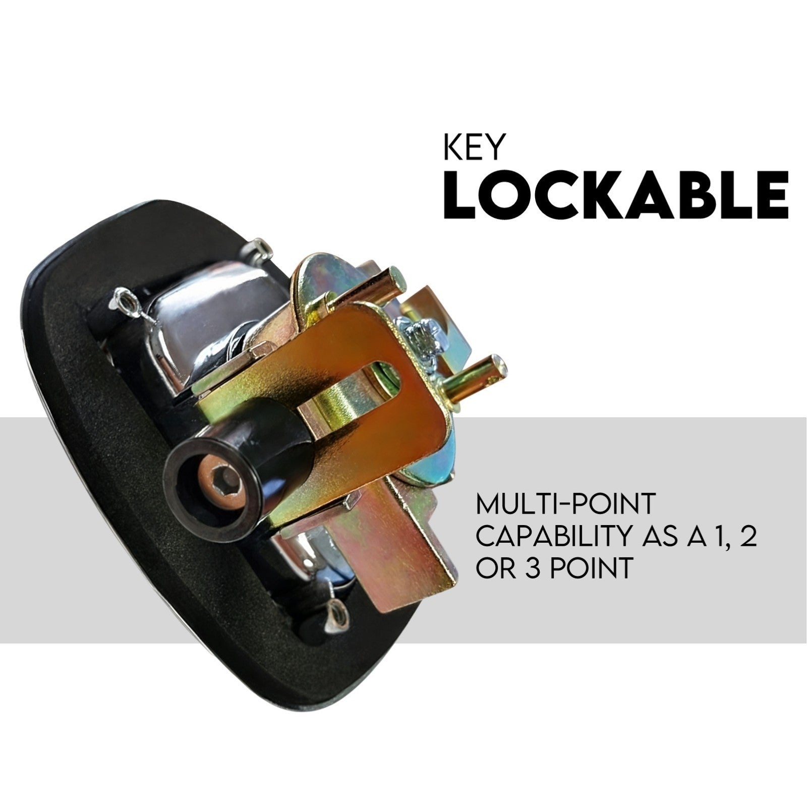 Chrome Black Whale Tail T Handle Compression Lock Toolbox Canopy UTE - Image 2