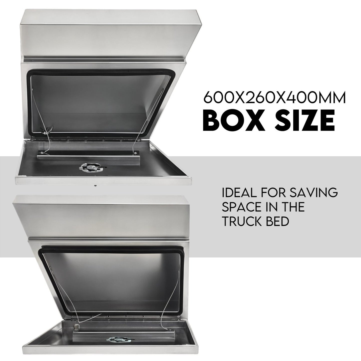 600mm Pair of Under Tray Undertray Tool Box Aluminium Alloy Underbody Toolbox - Image 3