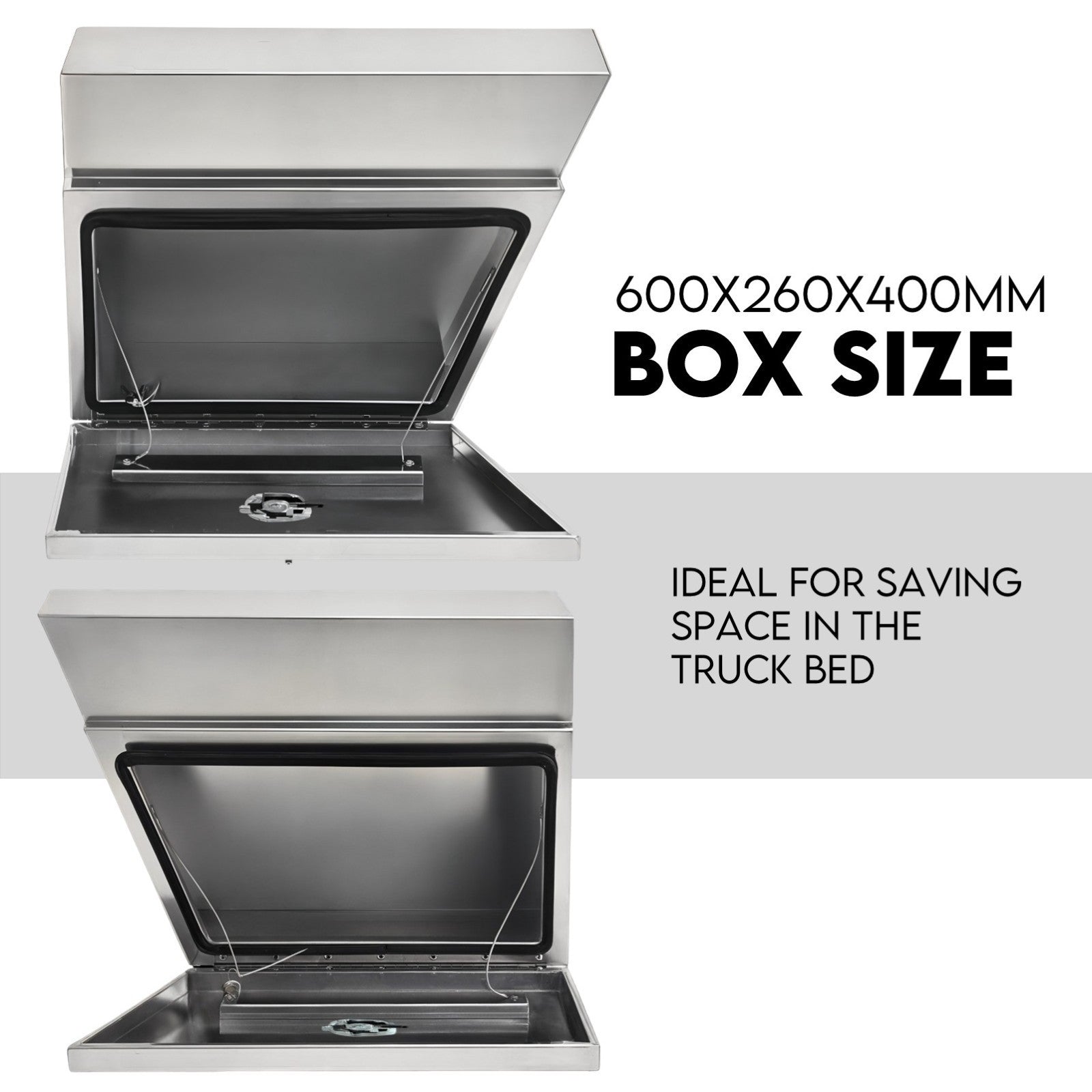600mm Pair of Under Tray Undertray Tool Box Aluminium Alloy Underbody Toolbox - Image 3