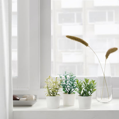 3 Pack of Artificial Herb Potted Plants in White Plastic 5cm Pot Interior Decoration - Image 3