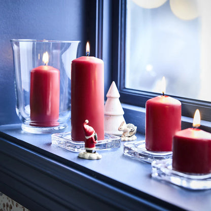 4 Pack Red Wax Pillar Advent Candles Xmas Wedding Party Table Room Centrepiece Decor Graduated sized 6 to 15cm High - Image 3