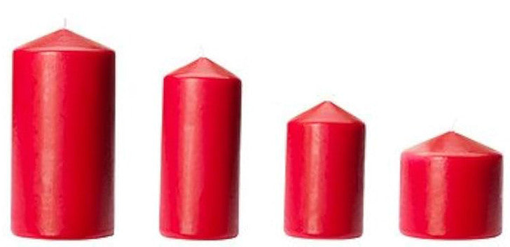 4 Pack Red Wax Pillar Advent Candles Xmas Wedding Party Table Room Centrepiece Decor Graduated sized 6 to 15cm High - Image 4