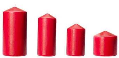 4 Pack Red Wax Pillar Advent Candles Xmas Wedding Party Table Room Centrepiece Decor Graduated sized 6 to 15cm High - Image 4