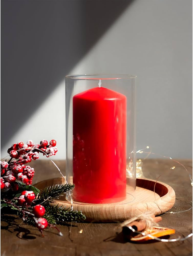 4 Pack Red Wax Pillar Advent Candles Xmas Wedding Party Table Room Centrepiece Decor Graduated sized 6 to 15cm High - Image 5