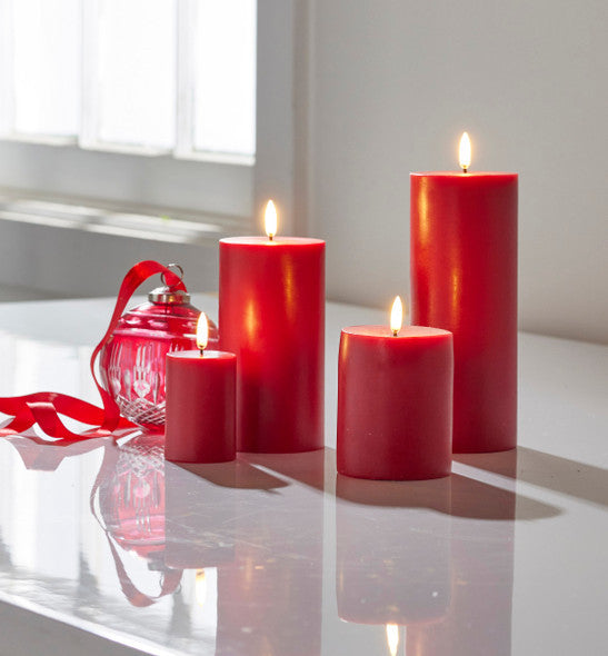 4 Pack Red Wax Pillar Advent Candles Xmas Wedding Party Table Room Centrepiece Decor Graduated sized 6 to 15cm High - Image 7