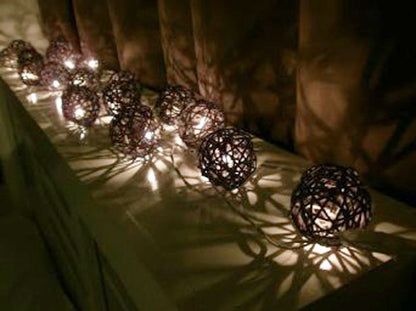 1 Set of Black 5cm Rattan Cane 20 Ball Battery Powered 3m String Lights Christmas Gift Home Wedding Party Bedroom Decoration Table Centrepiece - Image 4