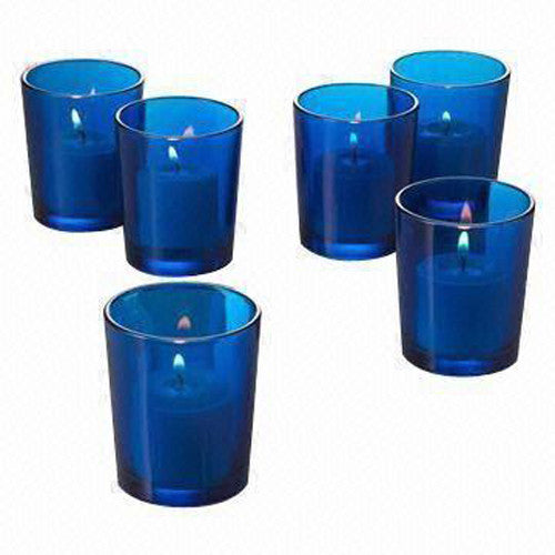 20 Pack Blue Glass Votive Tealight Candle Holders House Party Centerpiece Xmas Wedding Decor Glass Candlestick Party Decorations Bridal Baby Shower Event - Image 5