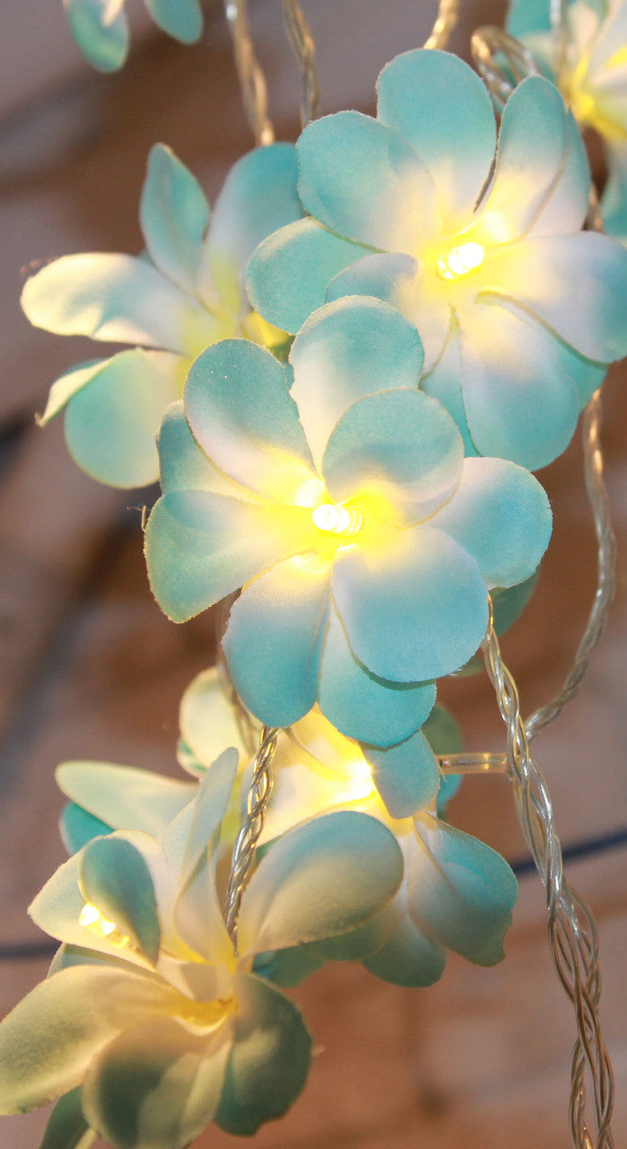 1 Set of 20 LED Tropical Blue Frangipani Flower Battery 3m String Lights Christmas Gift Home Wedding Beach Party Decoration Outdoor Table Centrepiece - Image 2
