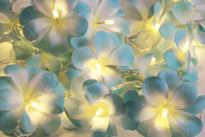 1 Set of 20 LED Tropical Blue Frangipani Flower Battery 3m String Lights Christmas Gift Home Wedding Beach Party Decoration Outdoor Table Centrepiece - Image 4
