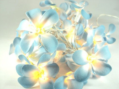 1 Set of 20 LED Tropical Blue Frangipani Flower Battery 3m String Lights Christmas Gift Home Wedding Beach Party Decoration Outdoor Table Centrepiece - Image 6