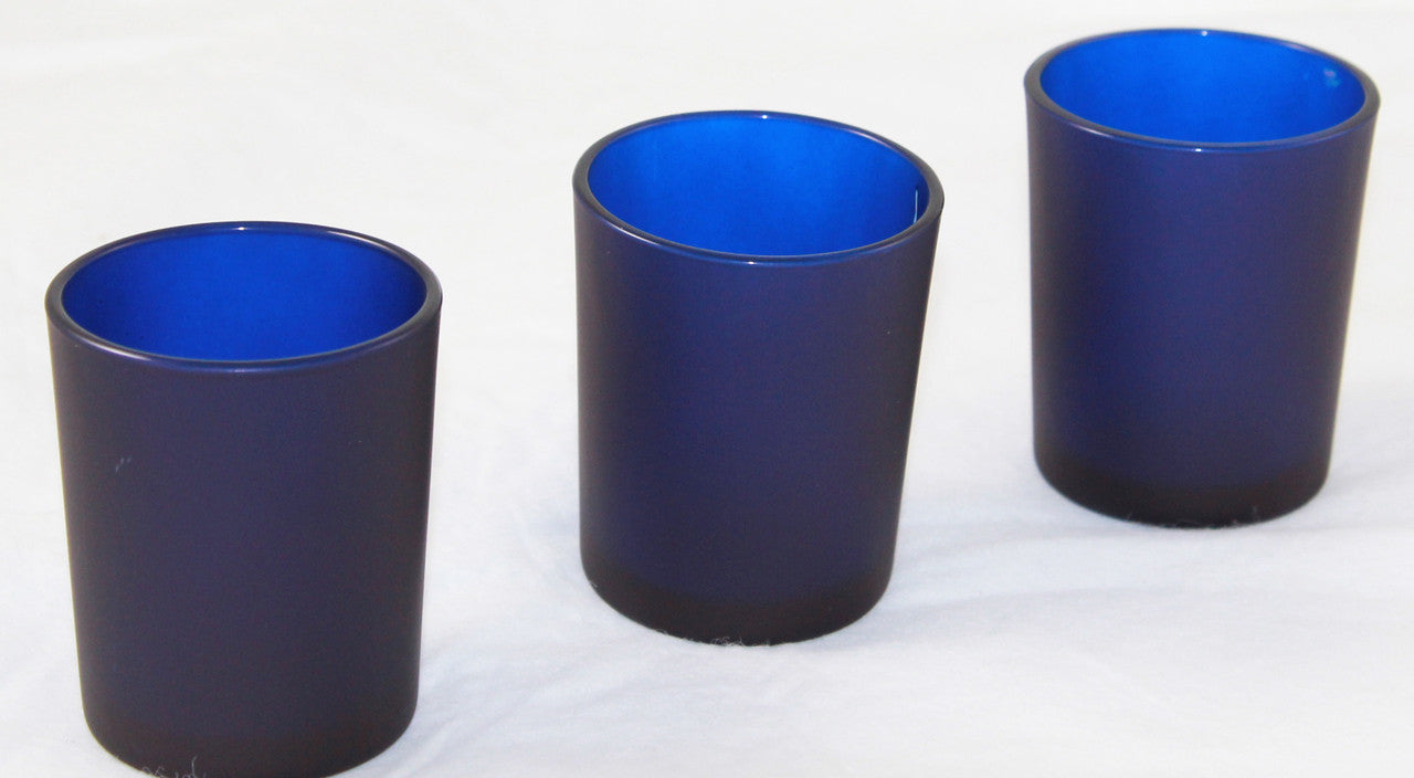 20 Pack Blue Frosted Glass Votive Tealight Candle Holders House Party Centerpiece Xmas Wedding Decor Glass Candlestick Party Decorations Bridal Baby Shower Event - Image 5