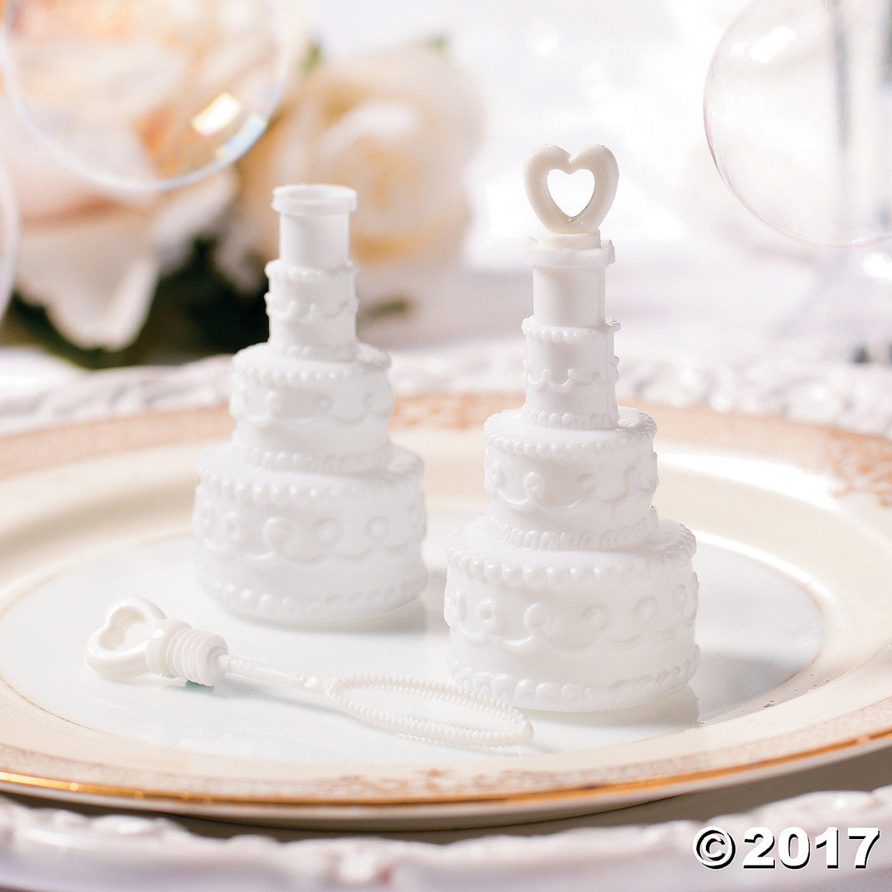 50 Pack Wedding Cake Blow Bubble Bottles White Plastic 6cm High Bomboniere Favour Guest Gift - Image 2