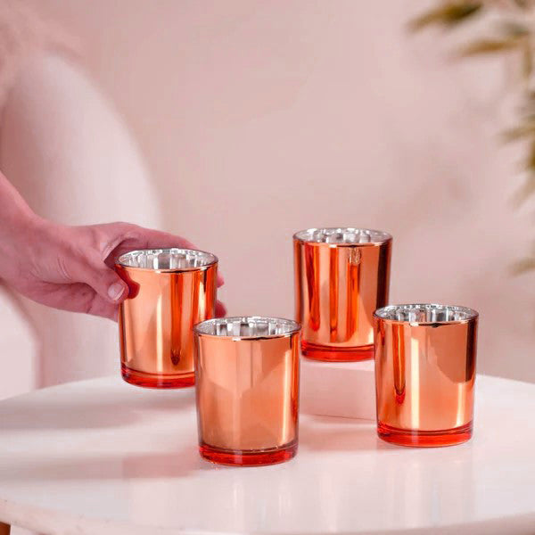 40 Pack Copper Votive Tealight Candle Holders Valentines Day Mercury  Wedding Decor Glass Candlestick Party Decorations Bridal Baby Shower Event - Image 2