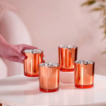 40 Pack Copper Votive Tealight Candle Holders Valentines Day Mercury  Wedding Decor Glass Candlestick Party Decorations Bridal Baby Shower Event - Image 2