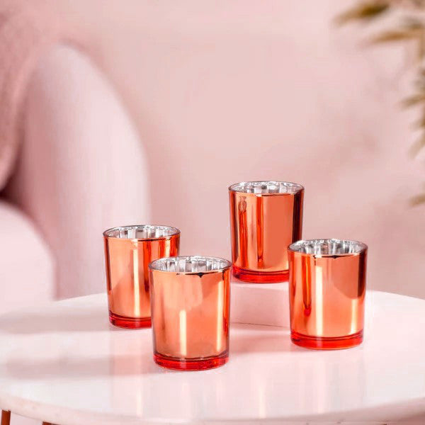 40 Pack Copper Votive Tealight Candle Holders Valentines Day Mercury  Wedding Decor Glass Candlestick Party Decorations Bridal Baby Shower Event - Image 3