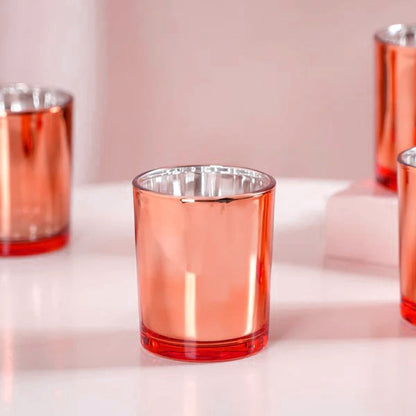 40 Pack Copper Votive Tealight Candle Holders Valentines Day Mercury  Wedding Decor Glass Candlestick Party Decorations Bridal Baby Shower Event - Image 4