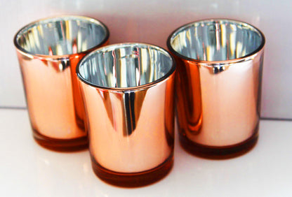 40 Pack Copper Votive Tealight Candle Holders Valentines Day Mercury  Wedding Decor Glass Candlestick Party Decorations Bridal Baby Shower Event - Image 5