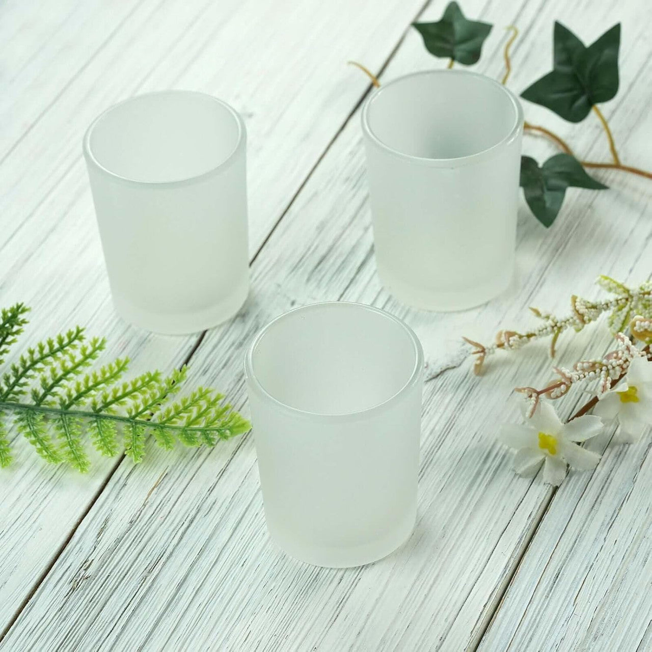 20 Pack Frosted White Glass Votive Candle Holders for Candle Making Kit Tealight Candles Cup Home Decoration - Image 4