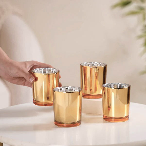 20 Pack Gold Votive Tealight Candle Holders Valentines Day Mercury  Wedding Decor Glass Candlestick Party Decorations Bridal Baby Shower Event - Image 3