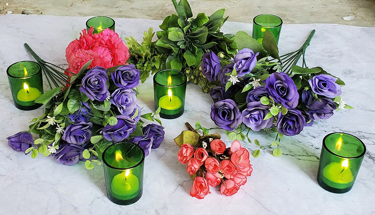 10 Pack Green Glass Votive Candle Holders Table Centreoieces  Xmas Wedding Anniversary Event Recption Party Function or Home Decor - Image 2