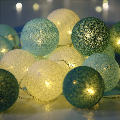 20 Ball Green 3m String Light Battery Box 5cm Cotton Ball  Christmas Birthday Garden Special Occasion Decoration - Image 2