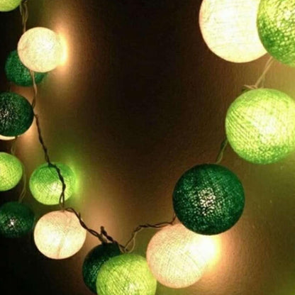 20 Ball Green 3m String Light Battery Box 5cm Cotton Ball  Christmas Birthday Garden Special Occasion Decoration - Image 3