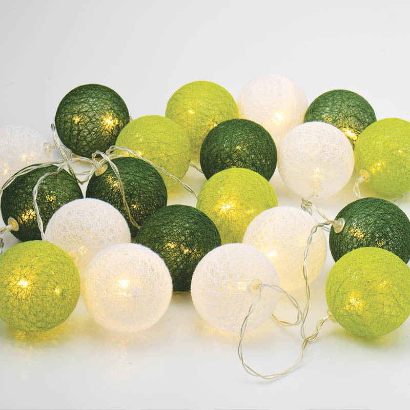20 Ball Green 3m String Light Battery Box 5cm Cotton Ball  Christmas Birthday Garden Special Occasion Decoration - Image 5