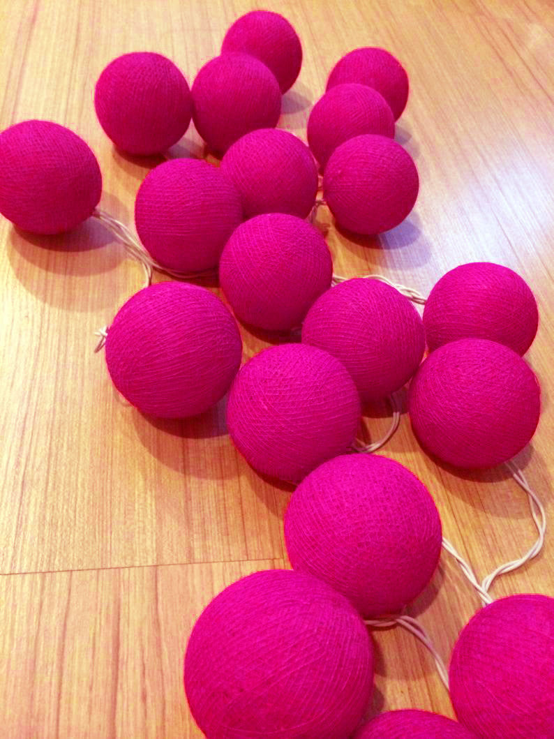 20 Ball HOT Pink 3m String Light Battery Box 5cm Cotton Ball  Christmas Birthday Bbay Girl Special Occasion Decoration - Image 3
