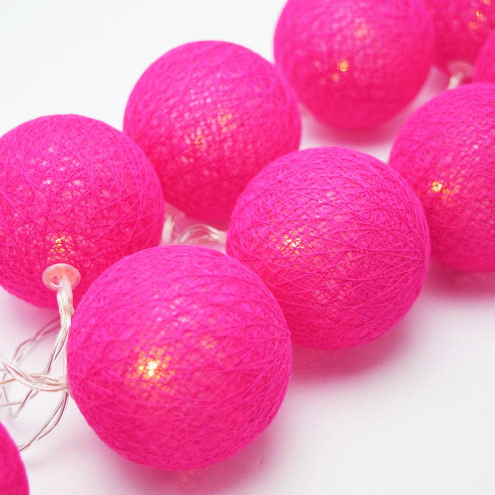 50 Ball HOT Pink LONG 5m String Light Battery Box 5cm Cotton Ball  Christmas Birthday Bbay Girl Special Occasion Decoration - Image 2