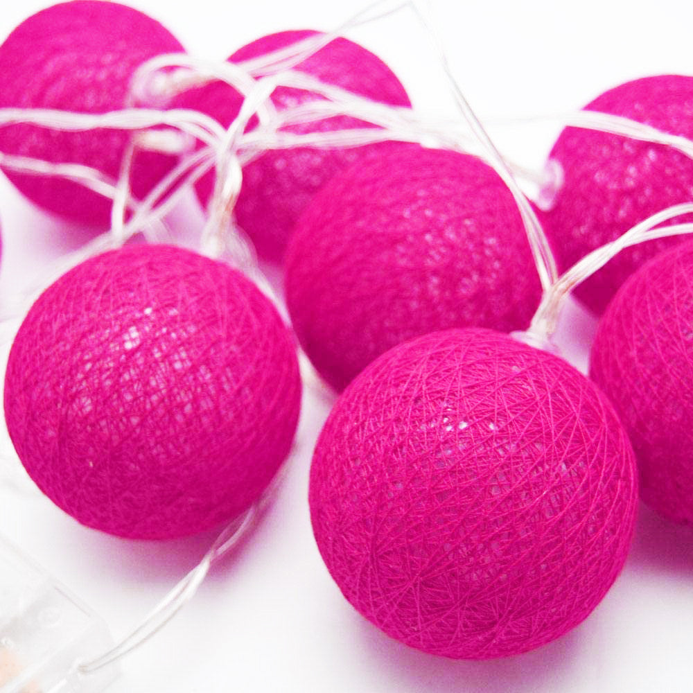 50 Ball HOT Pink LONG 5m String Light Battery Box 5cm Cotton Ball  Christmas Birthday Bbay Girl Special Occasion Decoration - Image 7
