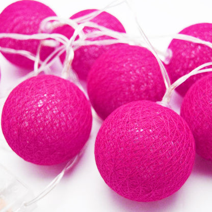 50 Ball HOT Pink LONG 5m String Light Battery Box 5cm Cotton Ball  Christmas Birthday Bbay Girl Special Occasion Decoration - Image 7