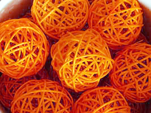 1 Set of Orange 5cm Rattan Cane 50 Ball Battery Powered LONG 5m String Lights Christmas Gift Home Wedding Party Bedroom Decoration Table Centrepiece - Image 4