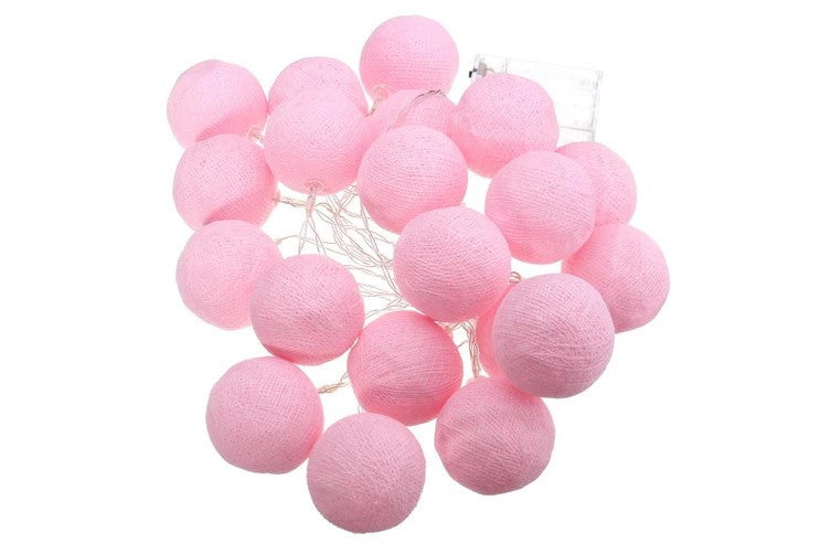 20 Ball Pastel Pink 3m String Light Battery Box 5cm Cotton Ball  Christmas Birthday Bbay Girl Special Occasion Decoration - Image 2