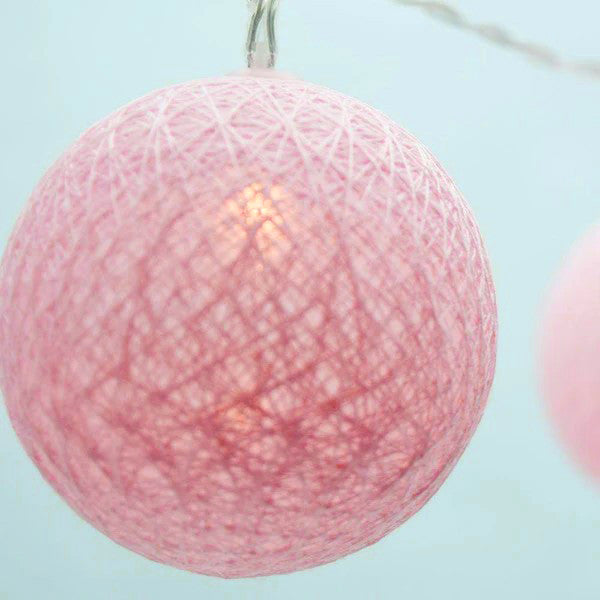 20 Ball Pastel Pink 3m String Light Battery Box 5cm Cotton Ball  Christmas Birthday Bbay Girl Special Occasion Decoration - Image 5